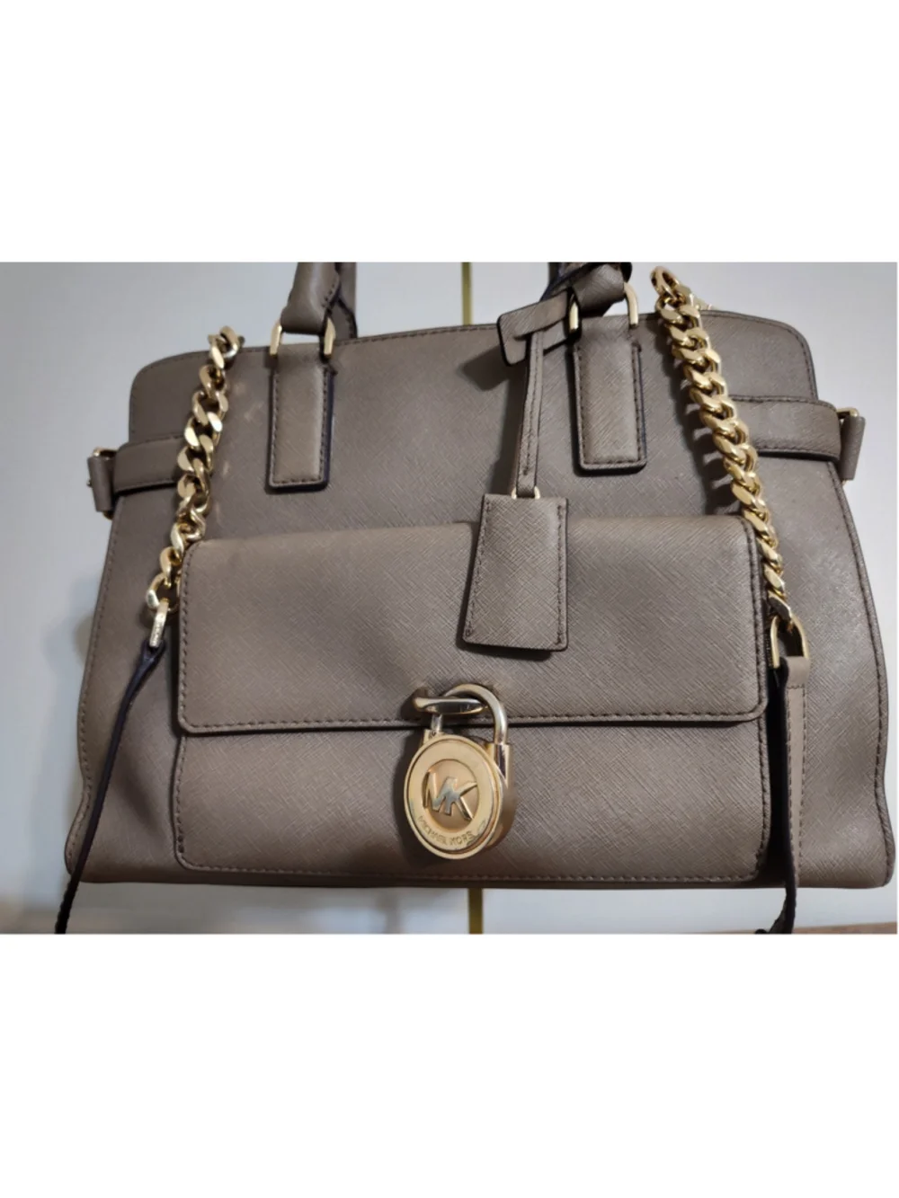 Women's Michael Kors Satchel Bag One Size Taupe Gold